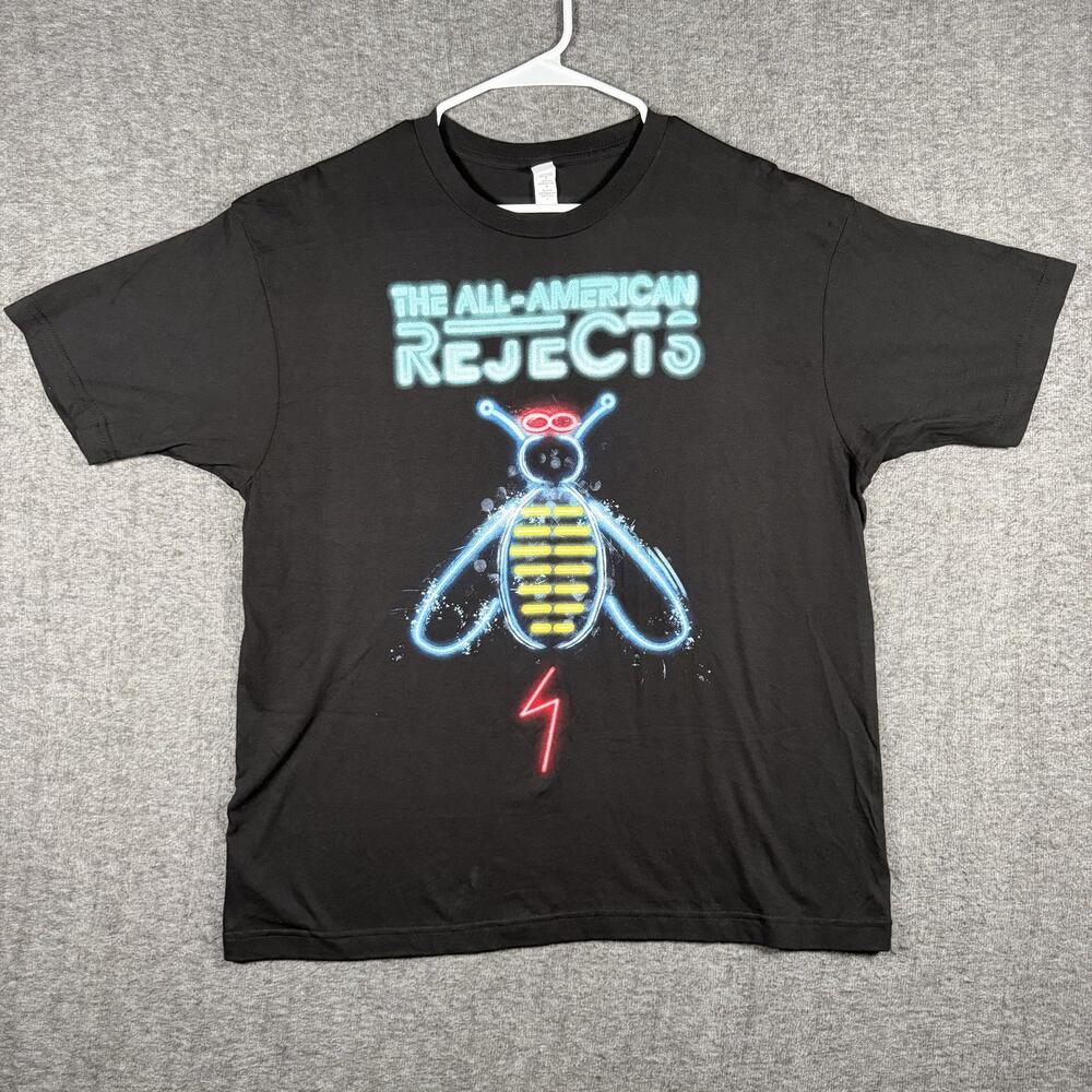 The All-American Rejects Neon Bee Band T Shirt Mens Large Black Pop Punk Emo AAR